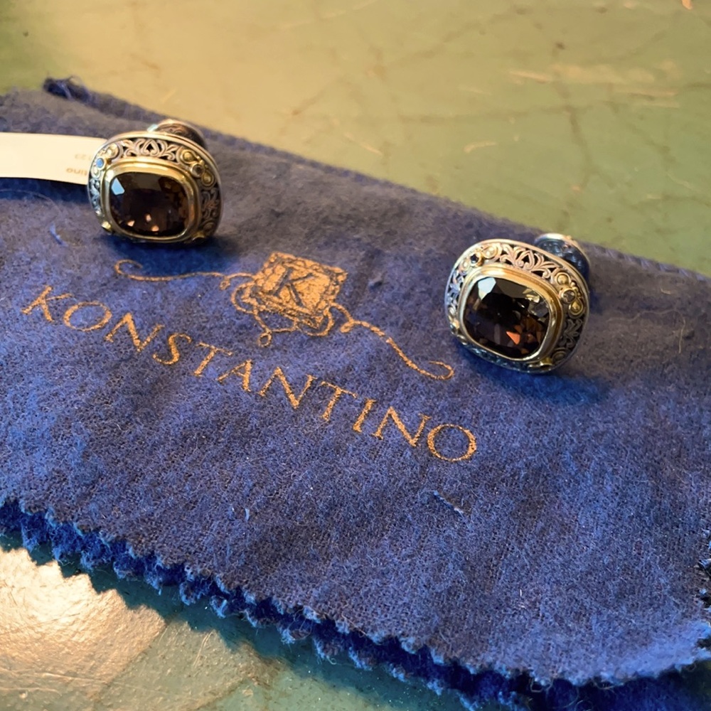 Konstantino Men’s Cufflinks - Smokey Quartz- 1 Set